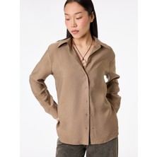 Koton Modal Kumaş Uzun Kollu Düğmeli Oversize Gömlek