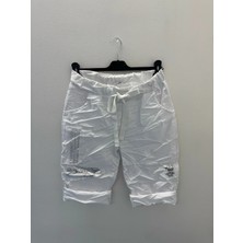 Della Moor Beyaz Kadın Italyan Taşlı Varaklı Likralı Şort