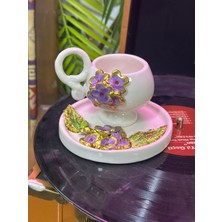 TuanART Seramik el yapımı çiçek model fincan