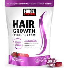 Force Factor Hair Growth Accelerator Hair Skin & Nails Vitamin Biotin Mixed Berry 60 Soft Chews