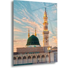 Shiny Art Mescid-I Nebevi ve Yeşil Kubbe Islami Cam Tablo – Medine Manzarası - ISL196