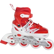 Feyza Design 35-38 Çantalı Kırmızı Paten Uzatmalı ve Aparatlı