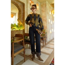 Lacivert Orj Marka Kesik Paça Palazzo Jean