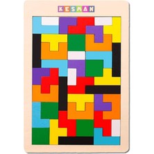 Feyza Design Ahşap Tetris ve Blok Puzzle Zeka Oyuncağı Seti
