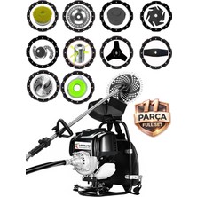 Cros Lombard Italy Vulcano Pro F520 Sırt Tipi Benzinli Ot Çalı Çim Biçme Tırpanı+ Tam Bahçe Setli Hali Yıkamalı