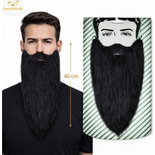 NessiWorld Siyah Renk Lastikli Uzun Takma Sakal 40 cm