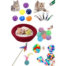 Feyza Design Kedi Oyuncak ve Yatak Seti 5 Parça - Renk Sarı