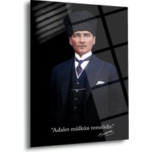Shiny Art Atatürk Adalet Mülkün Temelidir Cam Tablo – ATA227