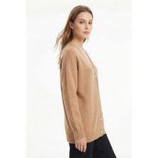 Rays 24153 Sakallı Düğme Detay Hırka Camel