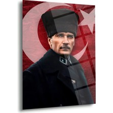 Shiny Art Atatürk Türk Bayrağı Önünde Cam Tablo – ATA175