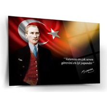 Shiny Art Atatürk’ün Vatan Sevgisi Sözü ile Portre Cam Tablo – ATA215