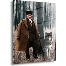 Shiny Art Atatürk ve Bozkurt Orman Portresi Cam Tablo – ATA190