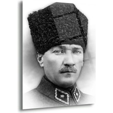 Shiny Art Atatürk Kalpaklı Askeri Portre Cam Tablo – ATA165
