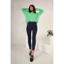 Lacivert Fermuarlı Çift Cepli Pantolon