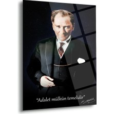 Shiny Art Adalet Mülkün Temelidir Atatürk Cam Tablo – ATA239