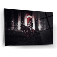 Shiny Art Atatürk At Üstünde Türk Bayrağı Cam Tablo – ATA201