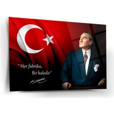 Shiny Art Atatürk Renkli Işık Efektli Modern Portre Cam Tablo – ATA128
