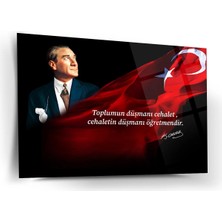 Shiny Art Atatürk’ün “toplumun Düşmanı Cehalet, Cehaletin Düşmanı Öğretmendir” Sözü ile Cam Tablo – ATA220