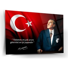 Shiny Art Atatürk’ün Vatan Sevgisi Sözü ile Portre Cam Tablo – ATA210