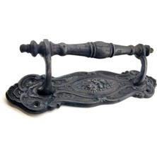 Hobilinka Antika Tarz Dekoratif Pirinç Çiçekli Yan Çekme Kapı Kolu - 240X62 Mm, Oksit