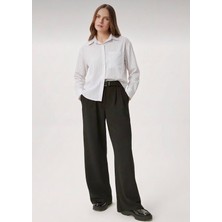 Stilera Kadın Çizgili Kısa Oversize Cepli Uzun Kollu Gömlek