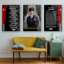 Shiny Art Atatürk 3’lü Türk Bayrağı Cam Tablo Seti – ATA176