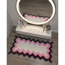 Tufty Friends Pembe El Yapımı Tufting Halı - Kaymaz Taban Tufting Halı - Çok Amaçlı Halı