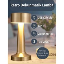 Evinizin Vitrini Dokunmatik Masa ve Gece Lambası Dekoratif Şarjlı Retro Abajur LED Oda Dimmerli Aydınlama Işığı