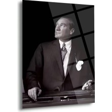 Shiny Art Atatürk Siyah Beyaz Portre Cam Tablo – ATA241