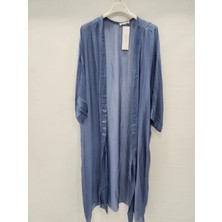 Della Moor Kadın Mavi Italyan Uzun Ipek Kaftan