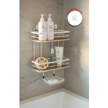 Okyanus Home  2 Fonksiyonlu Beyaz Due Iki Katlı Dikdörtgen Maxi Şampuanlık Yapıştırma\vidalama Seçenekli