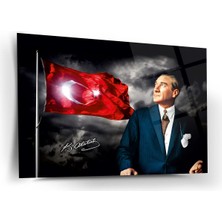 Shiny Art Atatürk ve Türk Bayrağı Cam Tablo – ATA193