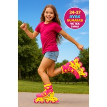 Feyza Design Çocuklar Için Ayarlanabilir Sarı Inline 4 Teker Paten