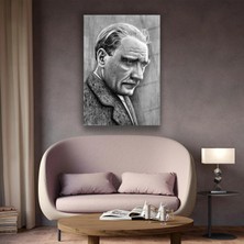 Shiny Art Atatürk Karakalem Portre Çalışması Cam Tablo – ATA146
