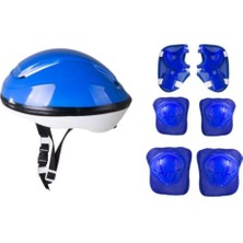 Feyza Design Mavi Paten Koruyucu Seti - Kask, Dizlik ve Dirseklikler