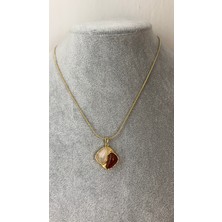 Stelle Jewelry Kahverengi ve Beyaz Boncuklu Kolye