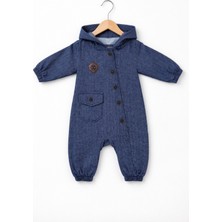 Baby Fou Kapüşonlu Düğmeli Bebek Tulum