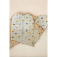 EGŞ Baby Kids 100% Pamuk Gri Panda Desen Kundak ve Şapka Seti Bebeğiniz İçin Yumuşak Dokunuş