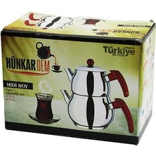 Hobilinka Midi Boy Küre Çelik Çaydanlık Seti Renkli Bakalit Kulp Üst Demlik: 0.5lt - Alt Suluk: 0.7