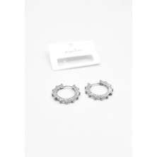 Baget Taşlı Küpe - Gümüş