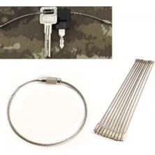 Feyza Design Paslanmaz Çelik Tel Halat Anahtarlık ve Tutma Halatı Seti