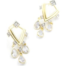 Taşlı Sallantılı Küpe - Altın