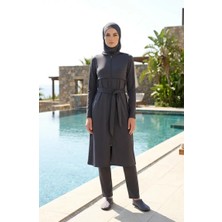 Sefa Merve Boydan Fermuarlı Tesettür Mayo 2602-03 Füme