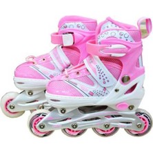 Feyza Design Pembe Metal Çocuk Pateni 34-37 Spor & Outdoor Ekstra Konfor