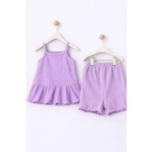 For My Baby Fitilli Kumaş 2’li Kız Bebek Takım Şortlu Yazlık