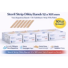 Balkan Grup Steril Strip Dikiş Bandı 12 x 101 mm Yara Kapatma Bandı Cilt Sabitleyici Strip 10’lu 5 P