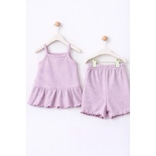 For My Baby Fitilli Kumaş 2’li Kız Bebek Takım Şortlu Yazlık