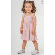 Smile Kids Kız Bebek Çiçek Desenli Askılı Fitilli Elbise