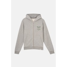 Socrates Dergi Tennis Club Soft Fleece Fermuarlı Hoodie - Gri Melanj