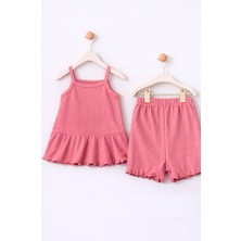For My Baby Fitilli Kumaş 2’li Kız Bebek Takım Şortlu Yazlık